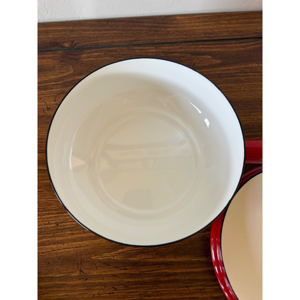 Dansk Kobenstyle Red Enamel Saucepan Jens Quistgaard Teak Handle Lid Trivet - Picture 8 of 14